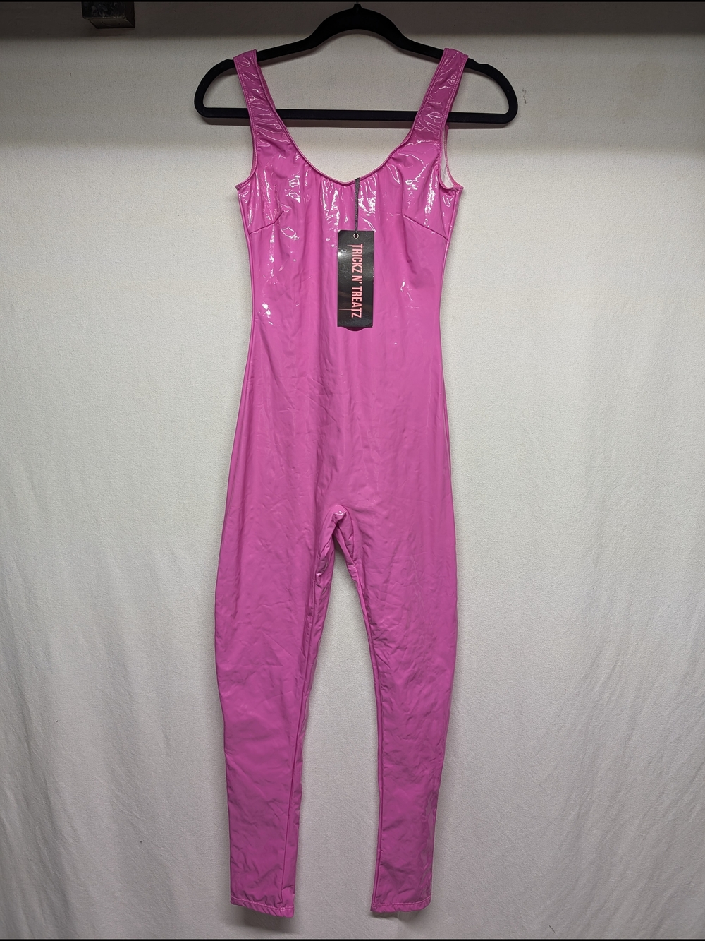 Pink Shiny Sleeveless Catsuit
